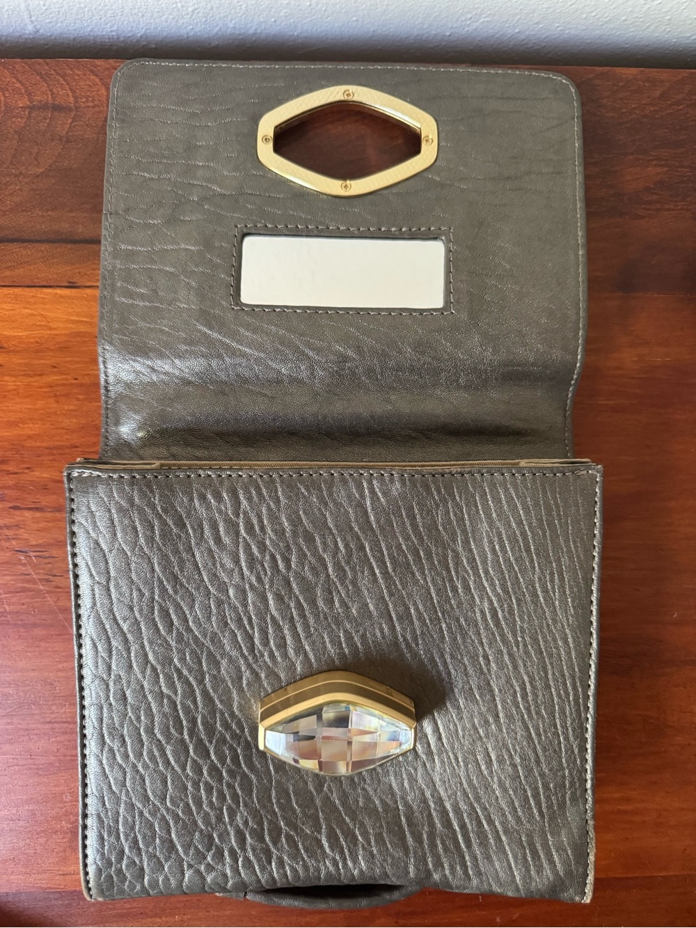 Vintage 2000s Alexis Hudson Gunmetal Crystal and Pebbled Leather Chain Purse - Picture 15 of 16